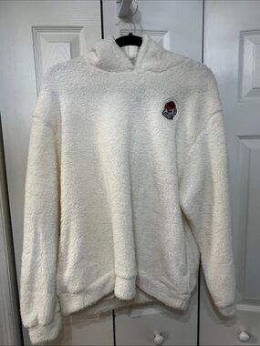 Georgia Bulldogs Pro Edge Cream Sherpa Hooded Pullover with Embroidered Patch